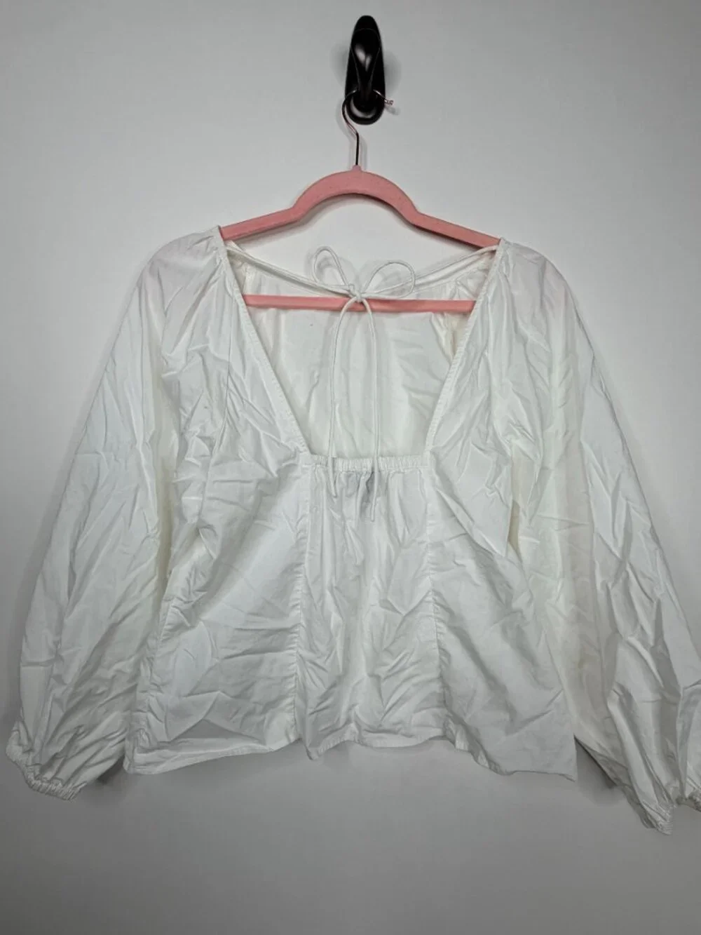 J. Crew Tie-Back Top in Stretch Organic Cotton Poplin Blend White 8 #A3013